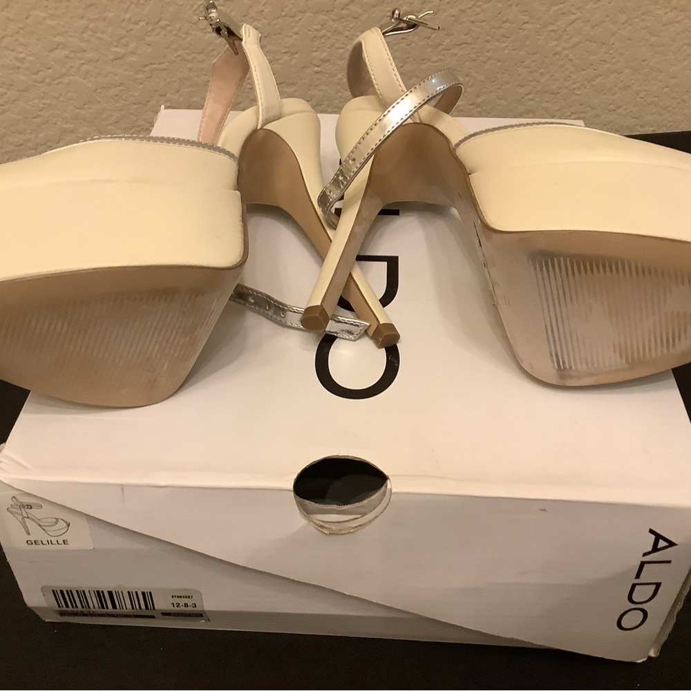 New with Box Aldo Gelille Nude and Silver Stiletto Pumps